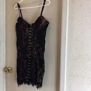 Tobi-Honeymoon Black lace bodycon dress.